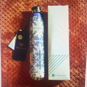 Elegant Blue and White Umbrella with Decorative Pattern